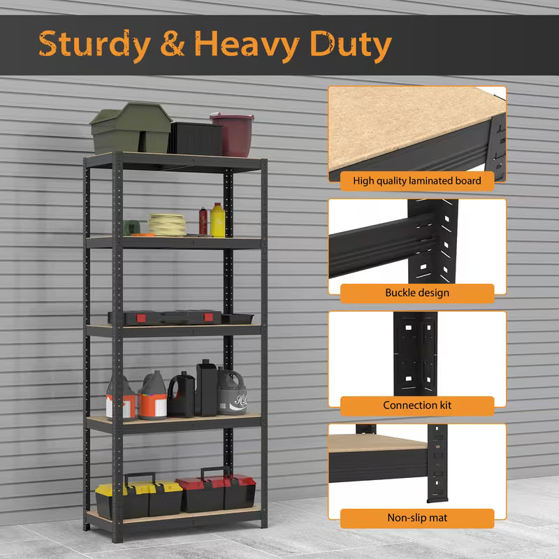 Heavy Duty 5-Tier Boltless Racking | 180 x 90 x 40cm | 875kg Capacity